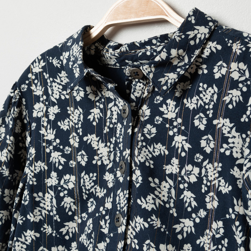 Φόρεμα μακρυμάνικο με σχέδιο floral και φαρδιά γραμμή 