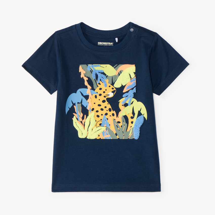 T-shirt με κοντά μανίκια με εκτύπωση λεοπάρ για μωρό αγόρι 