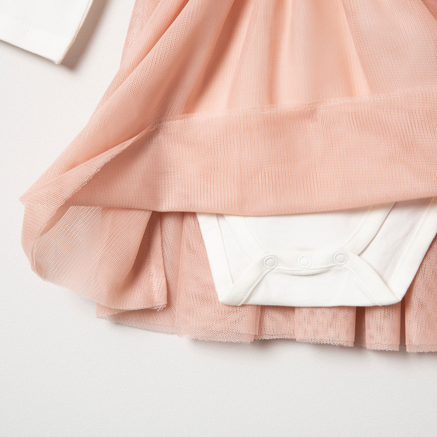 Φόρεμα 2 σε 1 με στάμπα λαγουδάκι, τούλι και ασημί λάστιχο  Additional Φόρεμα 2 σε 1 με στάμπα λαγουδάκι, τούλι και ασημί λάστιχο