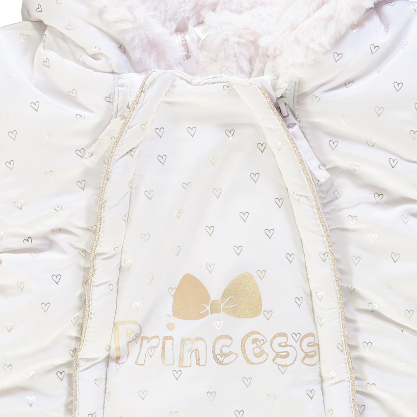 Combi-pilote με καρδιές ασημί με επένδυση sherpa για bebe κορίτσι 