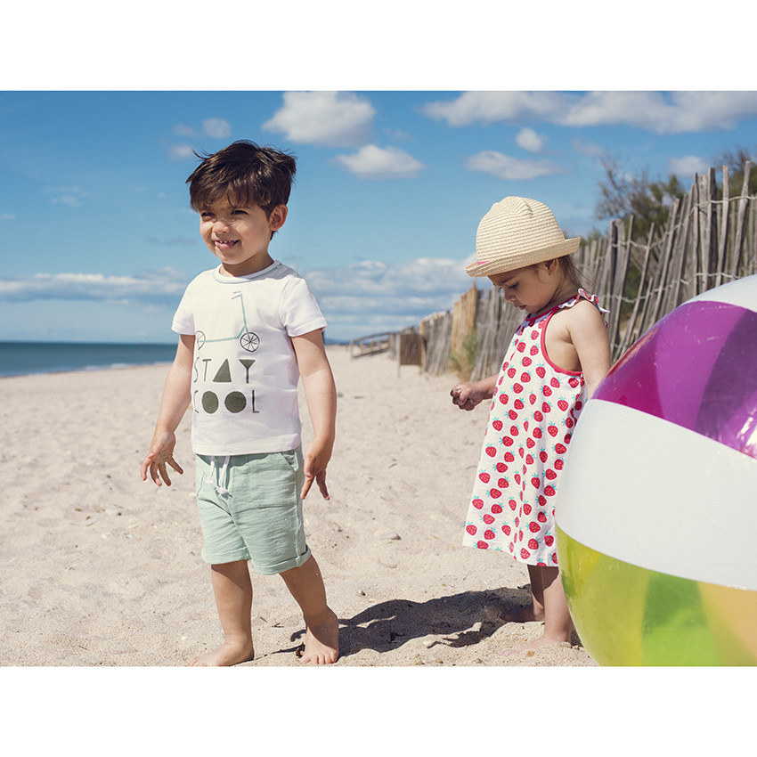 Φόρεμα με σχέδιο και τιράντες με βολάν για μωρό κορίτσι 