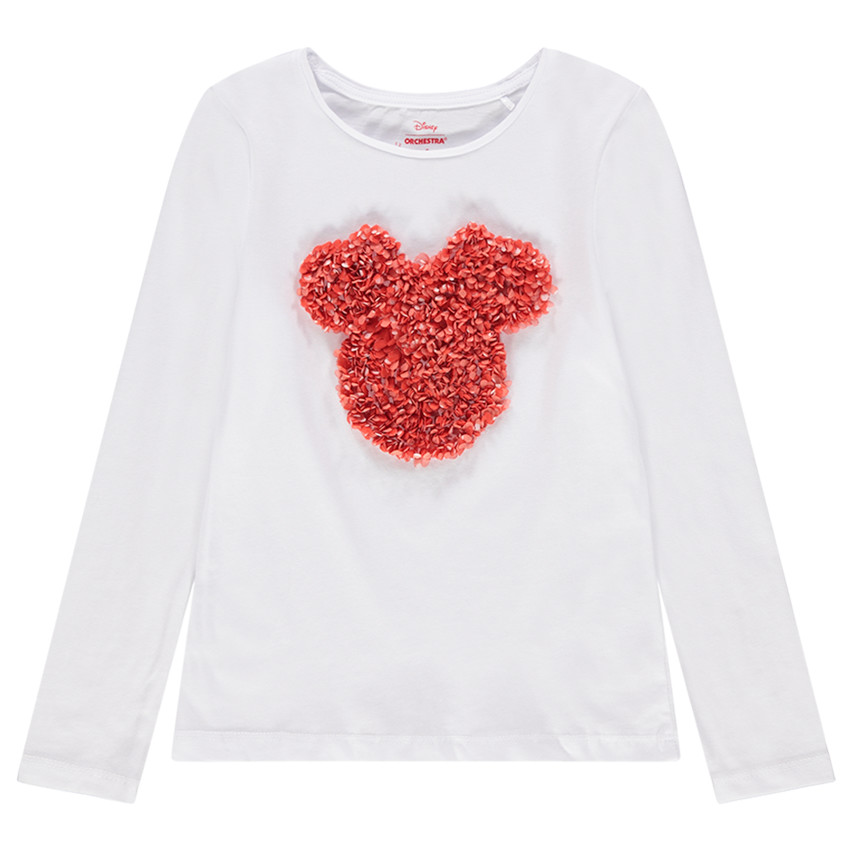T-shirt manches longues en coton motif Minnie en relief Disney 