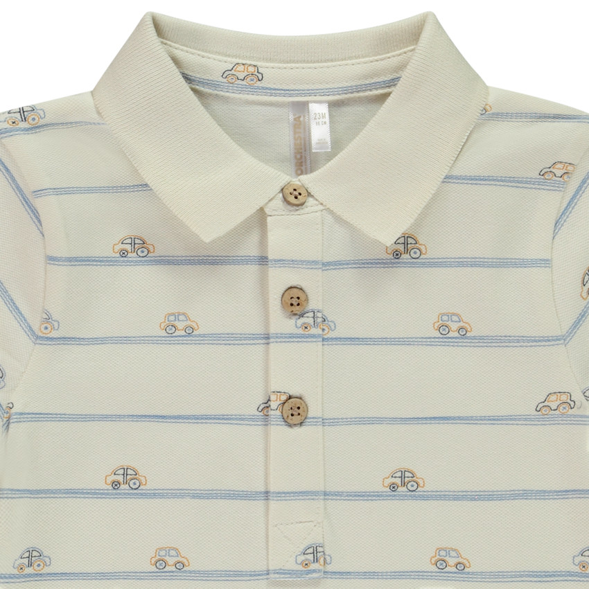 Πολυκαιρισμένο πλεκτό μπλουζάκι με σχέδιο αυτοκινήτων και ρίγες για μωρό αγόρι 