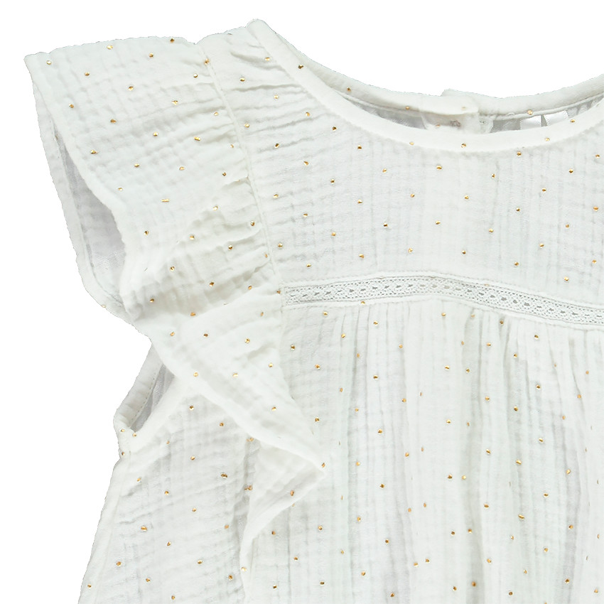 Tunique manches courtes en double gaze de coton pour bébé fille Main Tunique manches courtes en double gaze de coton pour bébé fille