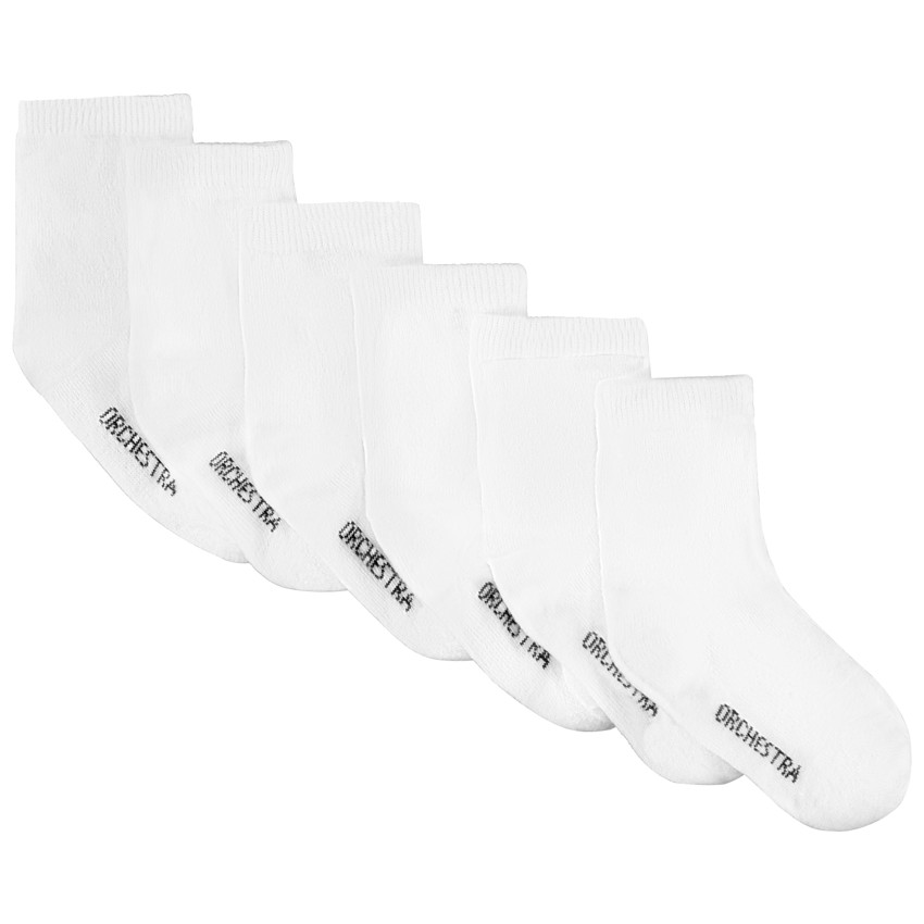 Σετ από 6 ζευγάρια λευκών κάλτσων για μωρό αγόρι 