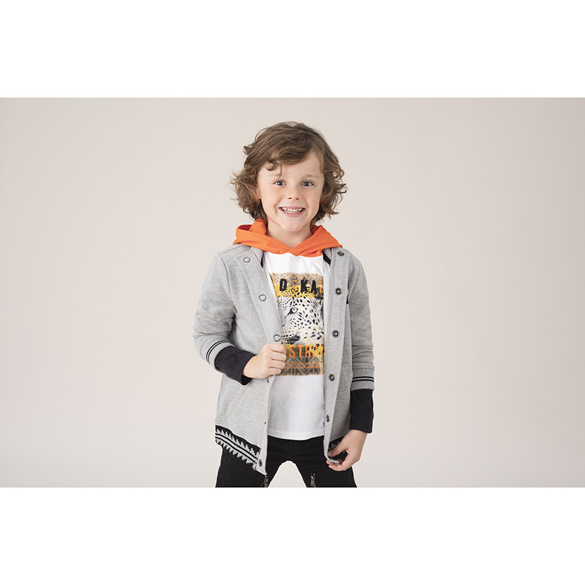 Φανελένια ζακέτα σε γκρι μελανζέ με σήματα και τσέπες  Additional Φανελένια ζακέτα σε γκρι μελανζέ με σήματα και τσέπες