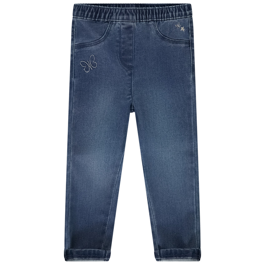 Τζέγκινγκ effet jean με κεντήματα για bebe κορίτσι 