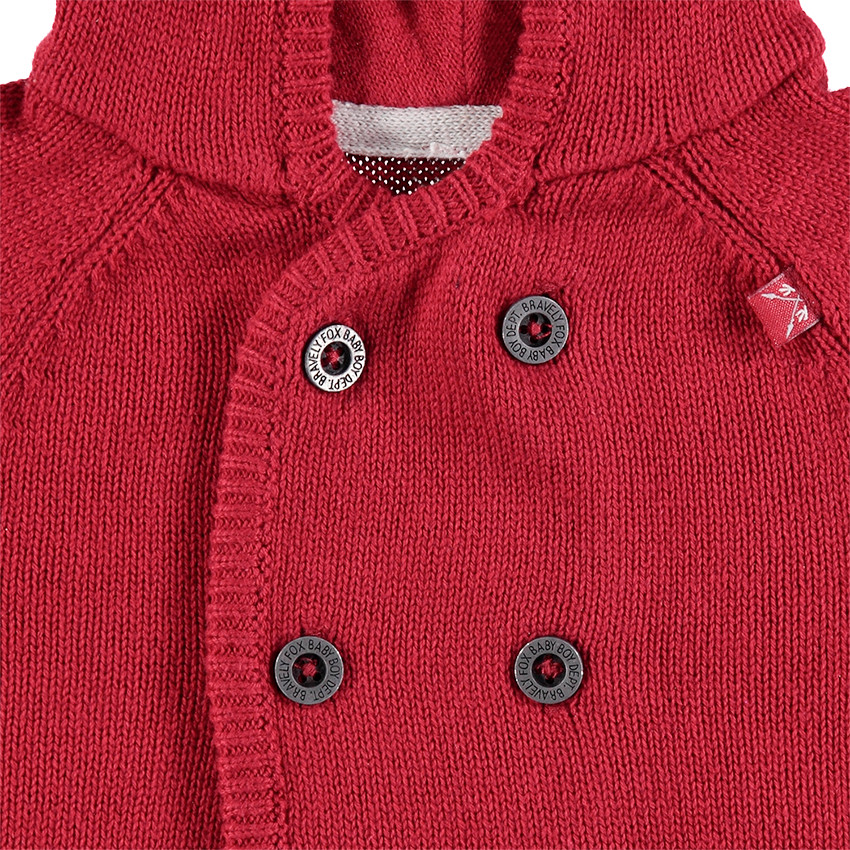 Πλεκτή ζακέτα με διχρωμία και διπλό κούμπωμα 