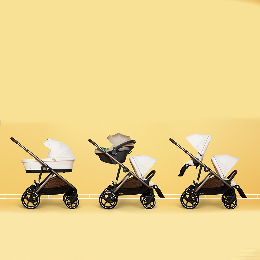 Καρότσι Gazelle S μονό/διπλό με στέλεχος σε χρώμα ταουπ και κάθισμα Seashell Beige 