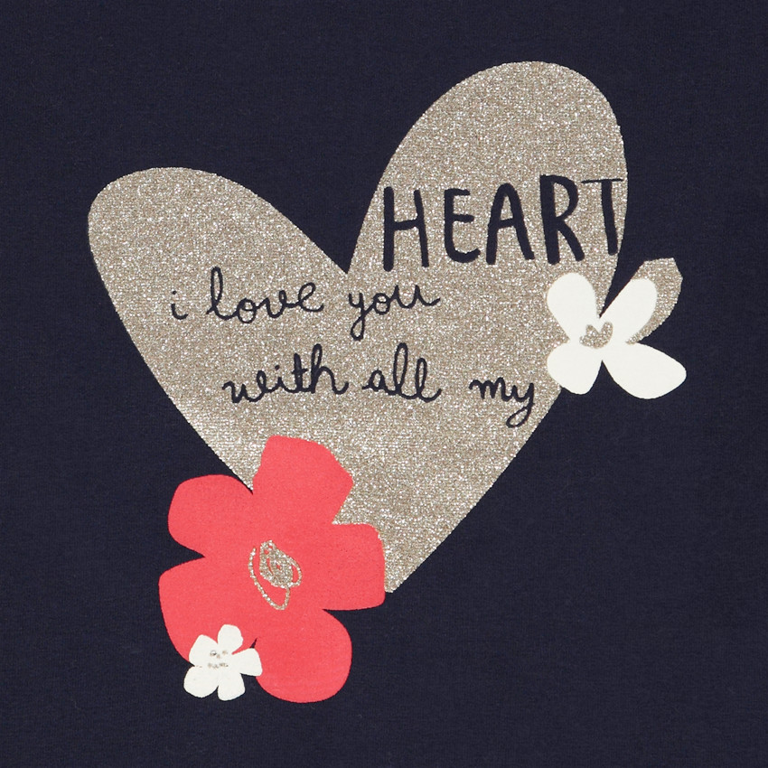 T-shirt μακρυμάνικο print glitter καρδιά για κορίτσι 
