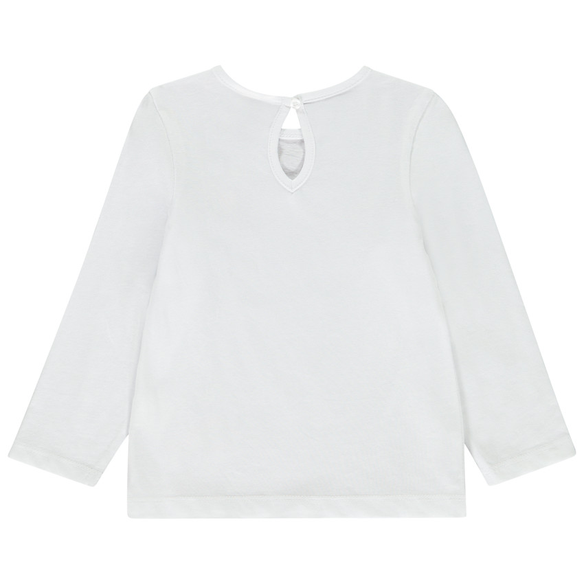 T-shirt μακρυμάνικο μονόχρωμο με εκτύπωση για μωρό κορίτσι 