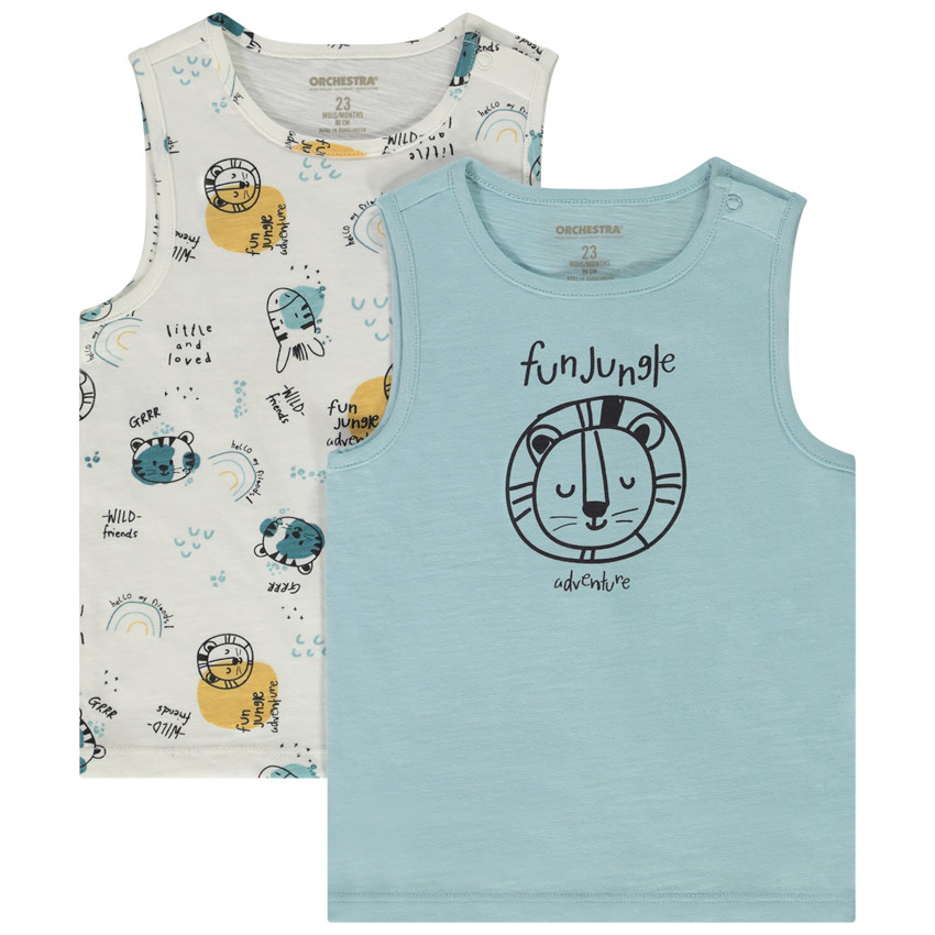 Σετ από 2 αμάνικα μπλουζάκια από jersey για bebe αγόρι 