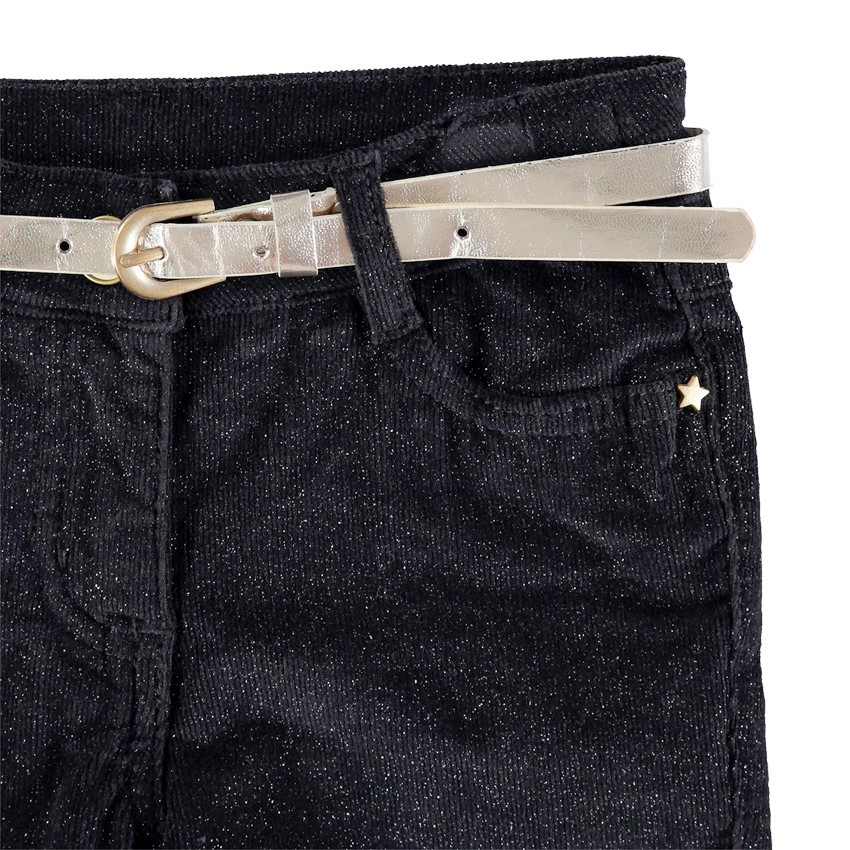 Βελούδινο παντελόνι με παγιέτες και χρυσαφί ζώνη 