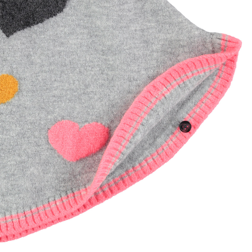 Πλεκτή ζακέτα με κουκούλα και μοτίβα καρδιές 