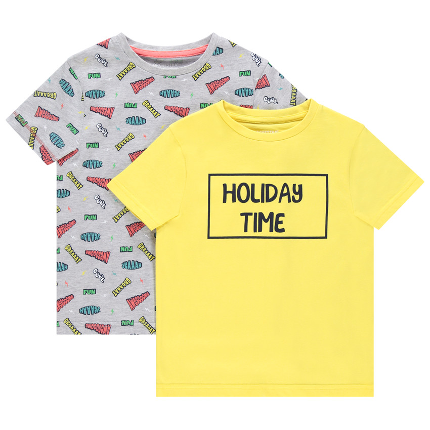 Σετ από 2 t-shirts με οργανικό βαμβάκι με σχέδιο / με μήνυμα για αγόρι Main Σετ από 2 t-shirts με οργανικό βαμβάκι με σχέδιο / με μήνυμα για αγόρι