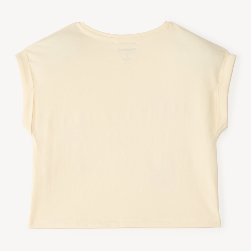 T-shirt κοριτσιού με κοντά μανίκια και εκτύπωση φαντασίας και λουλούδια 