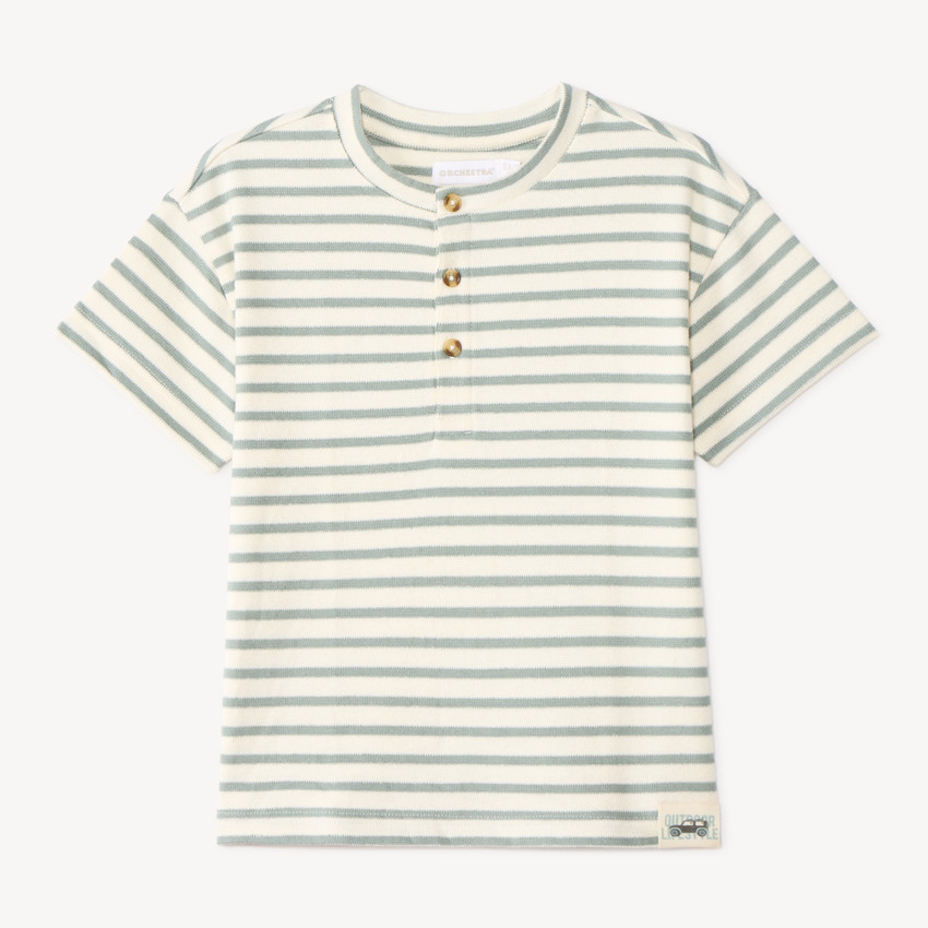 T-shirt με κοντά μανίκια και τουνίκ στο λαιμό με ρίγες αγόρι 