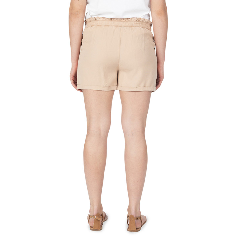 Μονόχρωμο σορτς από lyocell με κορδόνια που σφίγγουν 