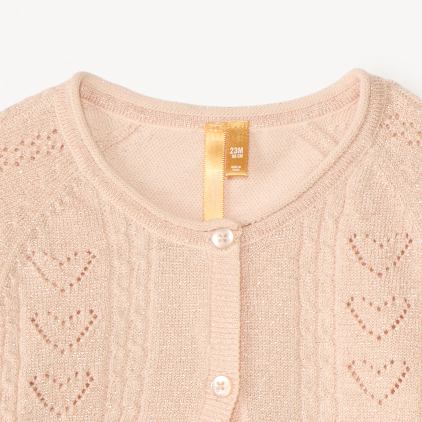 Boléro à manches longues en tricot ajouré et fil style métallisé pour bébé fille 