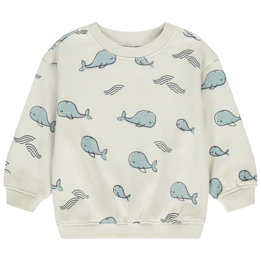 Sweat molleton oversize imprimé baleines pour bébé garçon 