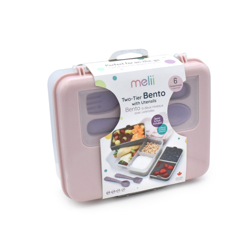Bento Box Με Χωρίσματα 2 Επιπέδων Pink/Purple Melii 