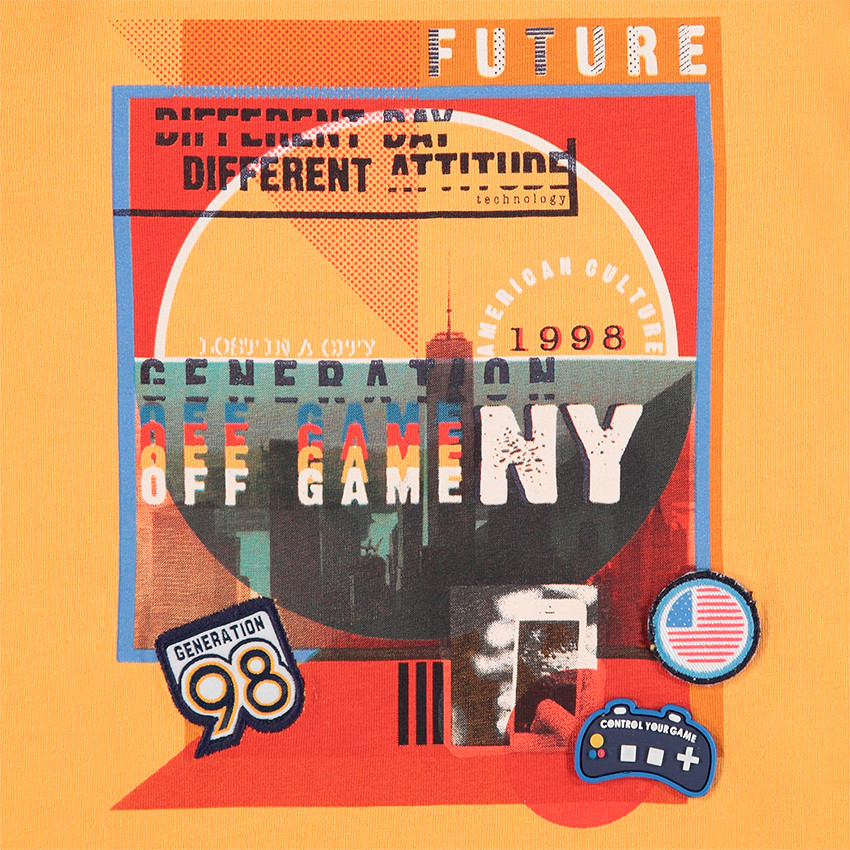 Μακρυμάνικη δίχρωμη μπλούζα 2 σε 1 με τυπωμένο μοτίβο 