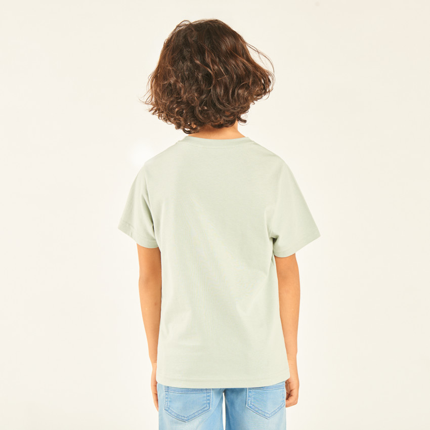 T-shirt manches courtes print et broderie fantaisie pour garçon 