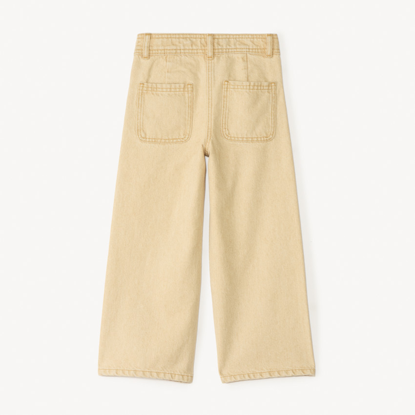 Jeans larges unis avec poches fantaisie pour filles 