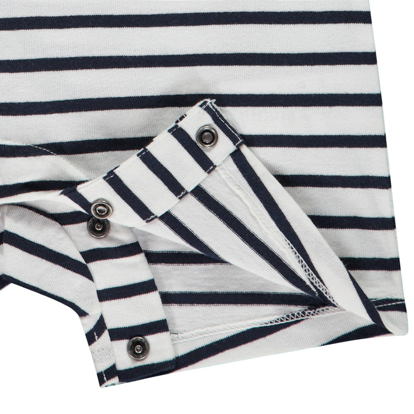 Κοντομάνικη ολόσωμη φόρμα ριγέ print crabe για bebe αγόρι 