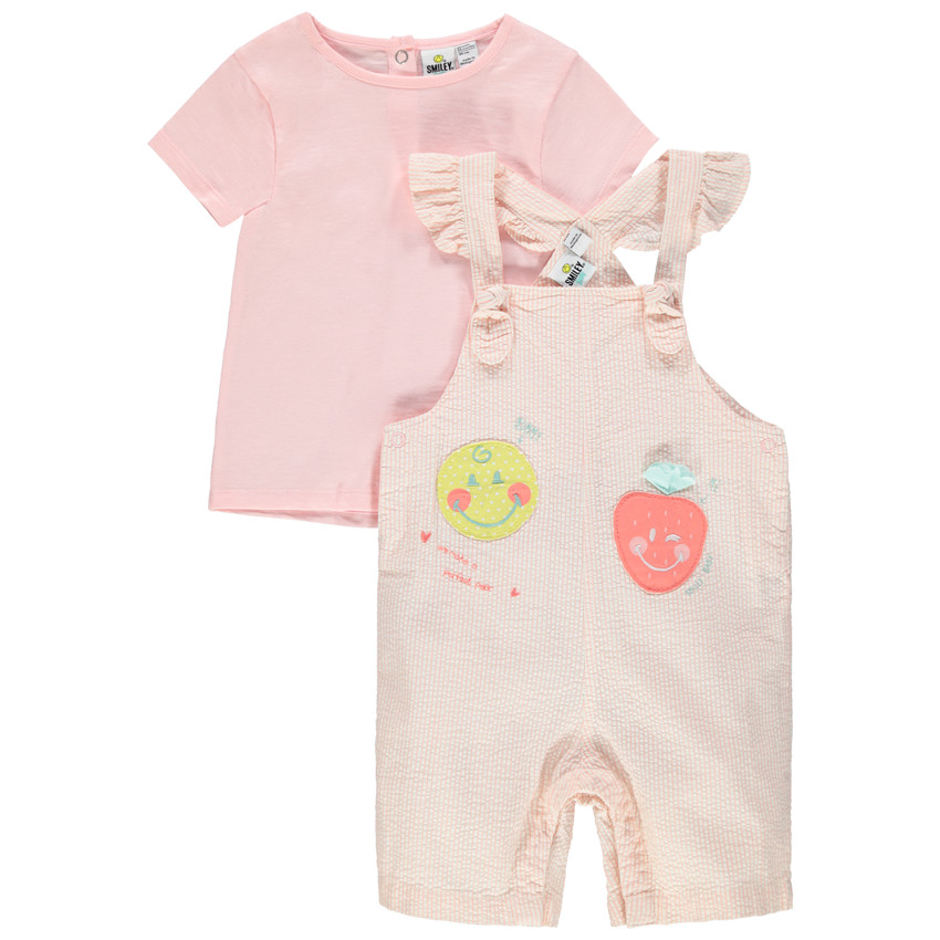 Σετ  μπλουζάκι και σαλοπέτα σε φίνο ριγέ και bagdes  