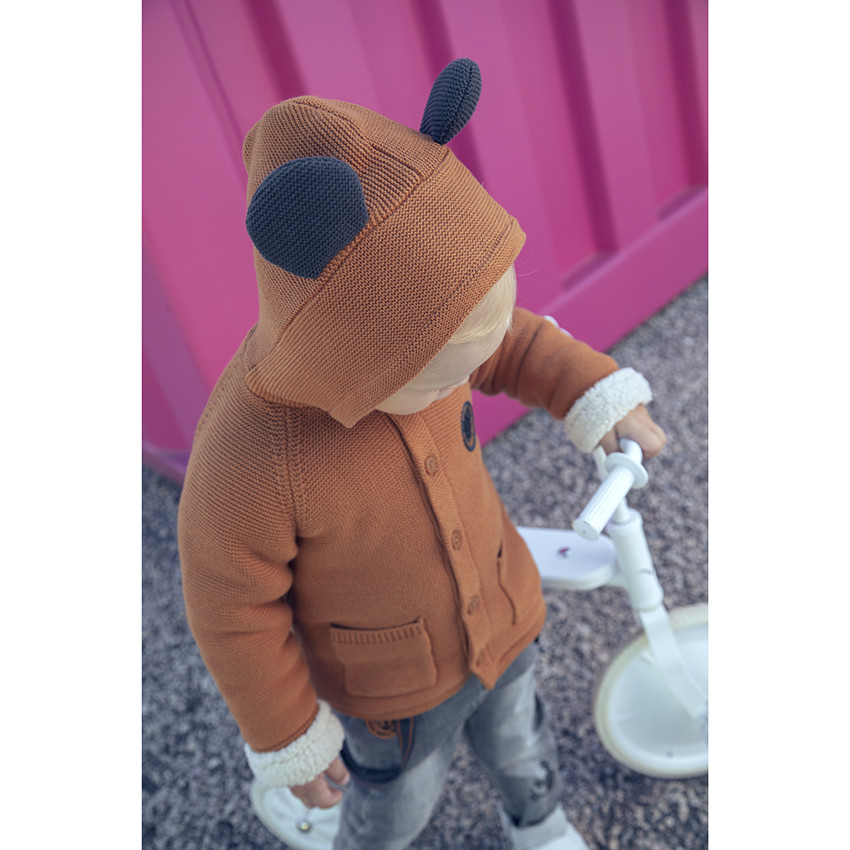 Μπουφάν με κουκούλα πλεκτή για bebe αγόρι 