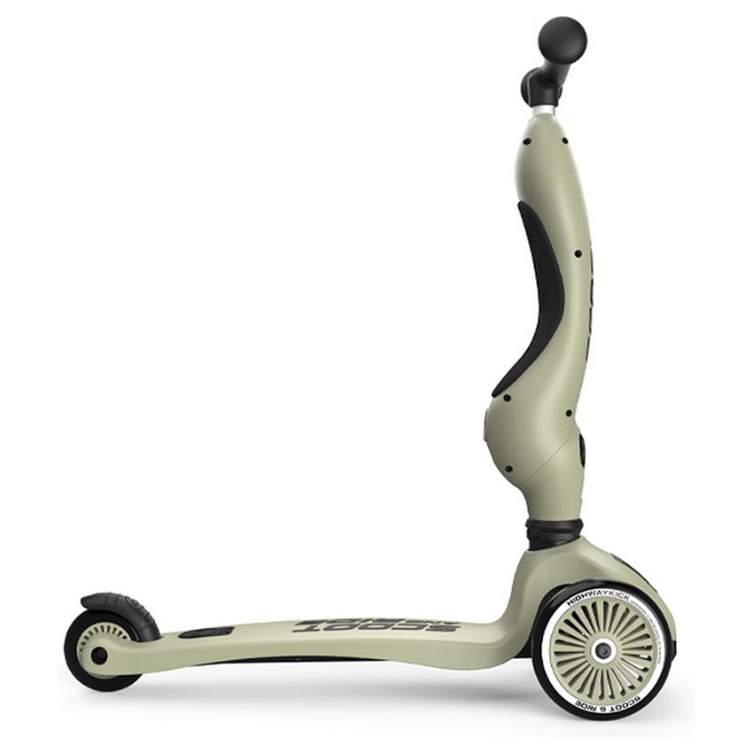 Highwaykick 1 Push & Go από Scoot & Ride ισορροπιστικό ποδήλατο και πατίνι με μπάρα ώθησης σε πράσινο Olive 