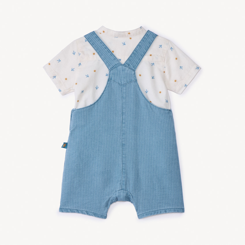set of short-sleeved shirt and dungarees with sun pattern for baby boy 