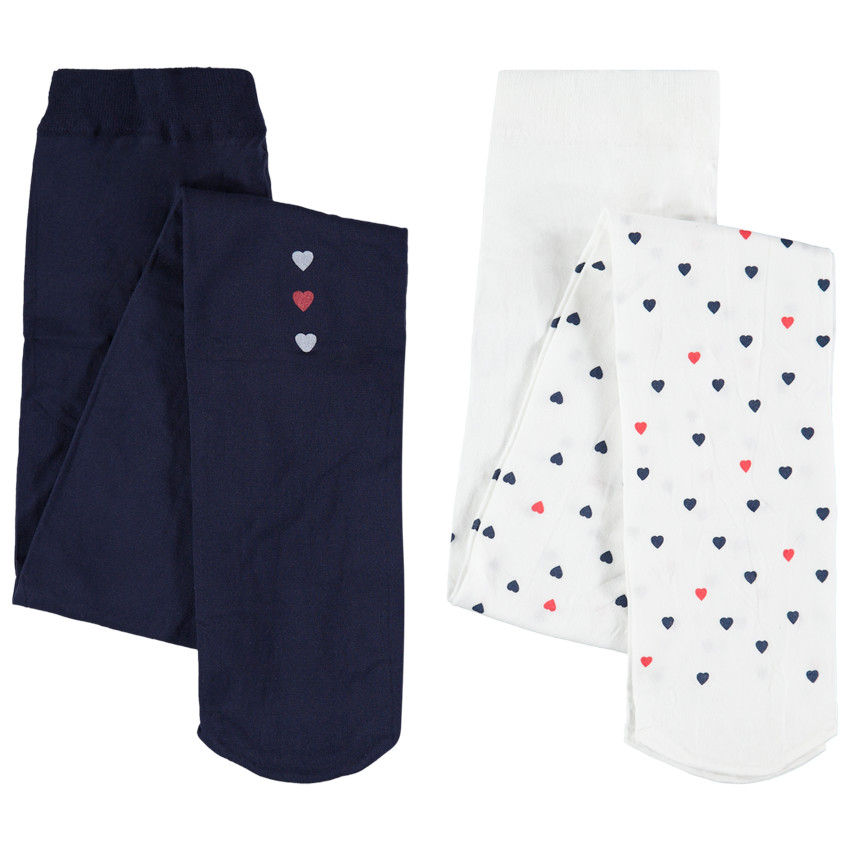 Σέτ από 2 καλσόν με τυπωμένες καρδούλες  