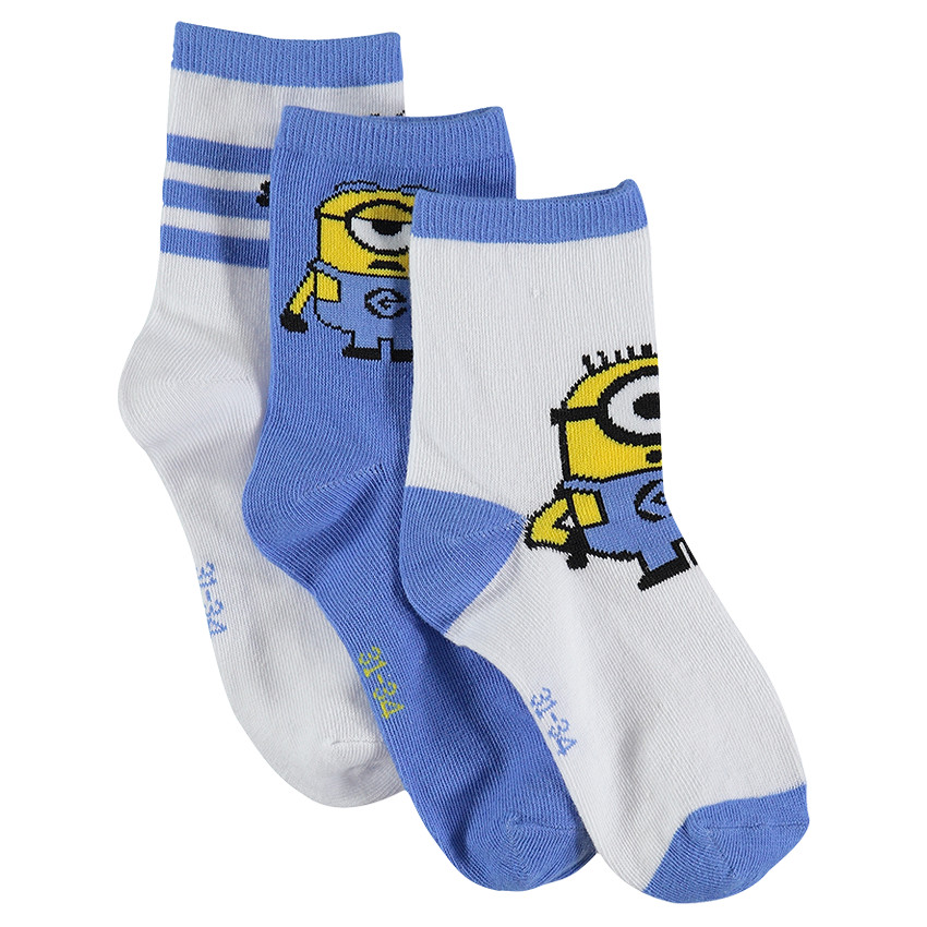 Σετ με 3 ζευγάρια ασορτί κάλτσες με σχέδιο Minions 