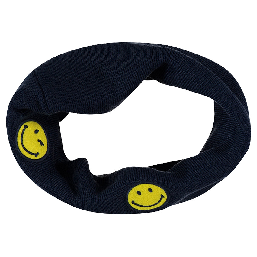 Πλεκτό κασκόλ τύπου snood σε ριγωτή πλέξη με μπαλώματα Smiley 