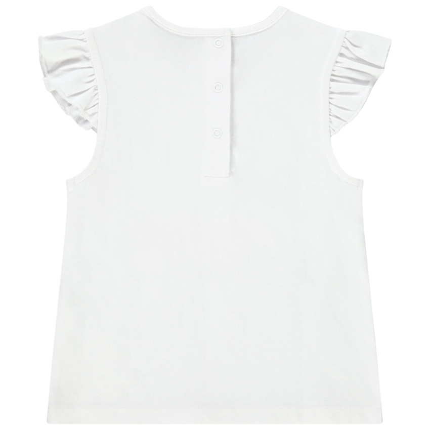 Κοντομάνικο μπλουζάκι με βολάν από jersey με print για bebe κορίτσι 