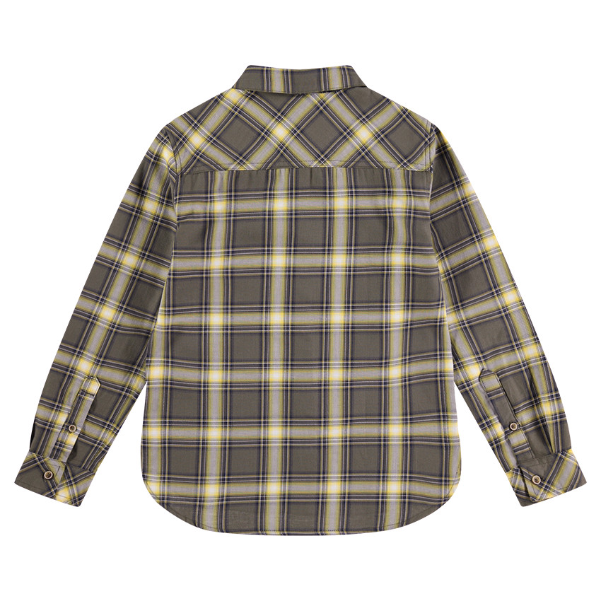 Μακρυμάνικο πουκάμισο με καρό σε αντίθεση και τσέπη 