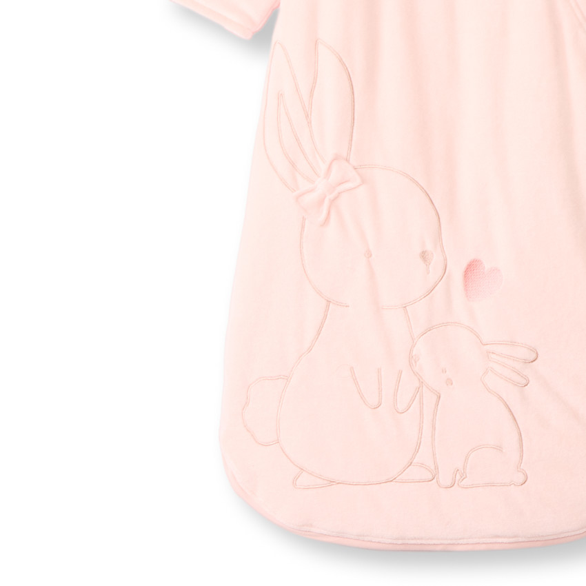 Υπνόσακος βελούδος με αφαιρούμενα μανίκια TOG 3 για μωρό κορίτσι με κεντήματα λαγουδάκια 