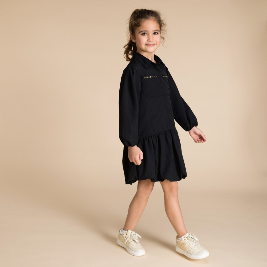 Φόρεμα πουκαμίσα από πάνινο ύφασμα με στρας για κορίτσι 