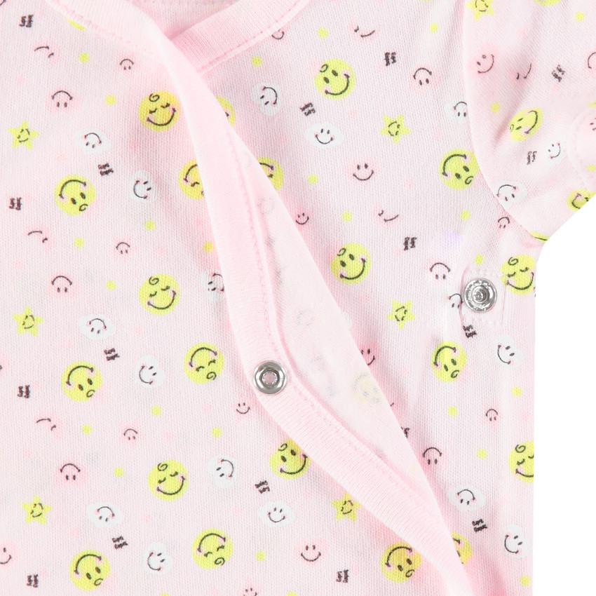 Σετ με 1 βαμβακερά κοντομάνικα κορμάκια Smiley 