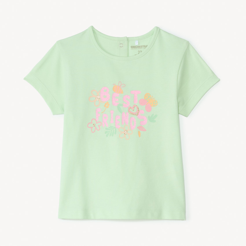 Τ-shirt κοντό μανίκι με γυαλιστερό σχέδιο για κορίτσι μωρό 