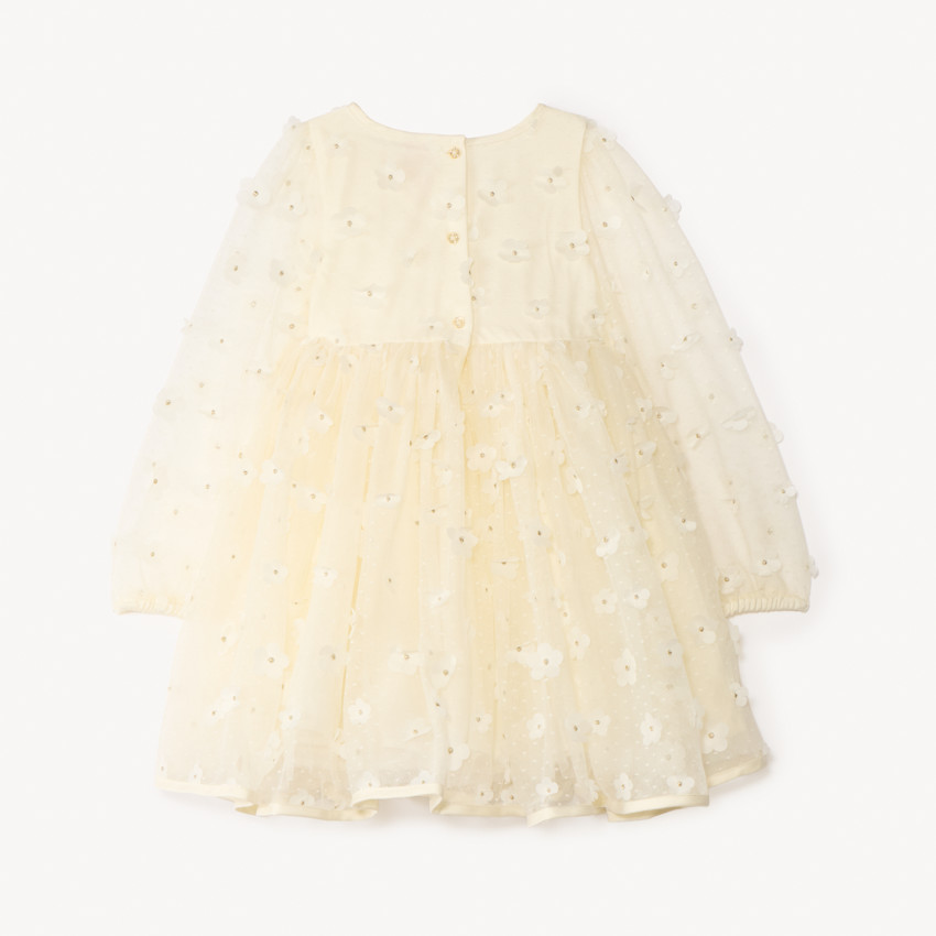 Φόρεμα με μακριά μανίκια και 3D λουλούδια για κορίτσι μωρό 