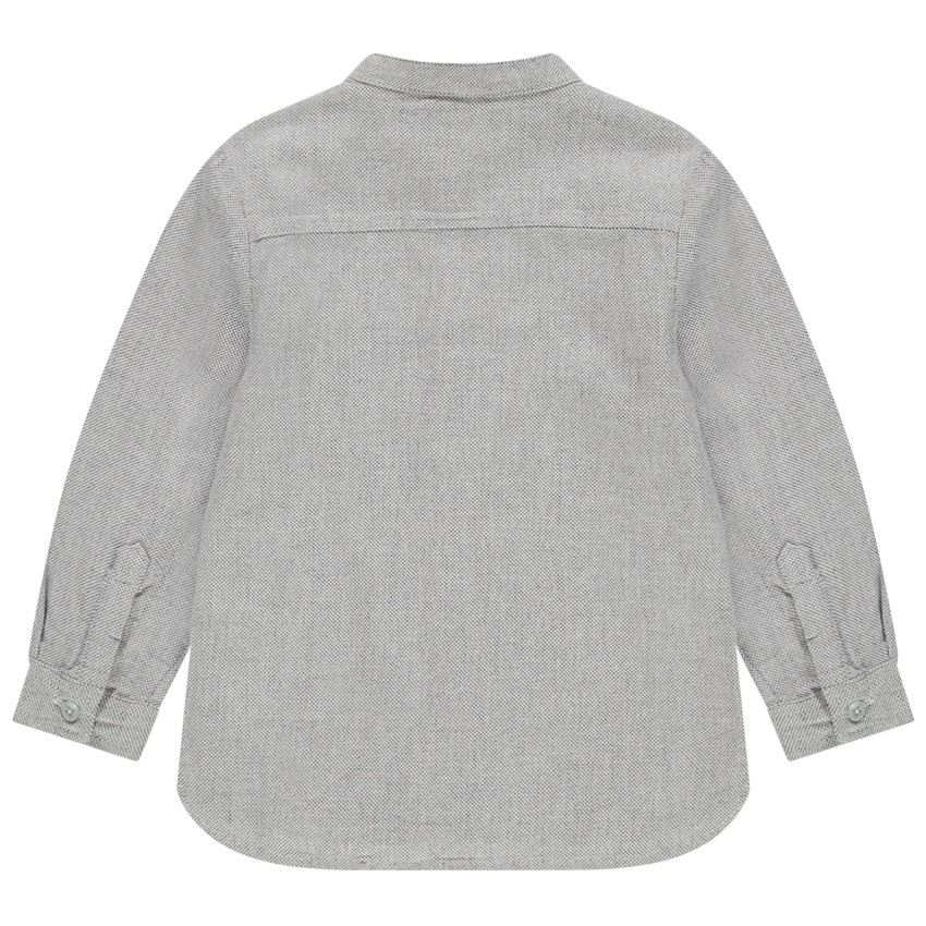 Chemise manches longues en maille chinée col mao et poche  Additional Chemise manches longues en maille chinée col mao et poche