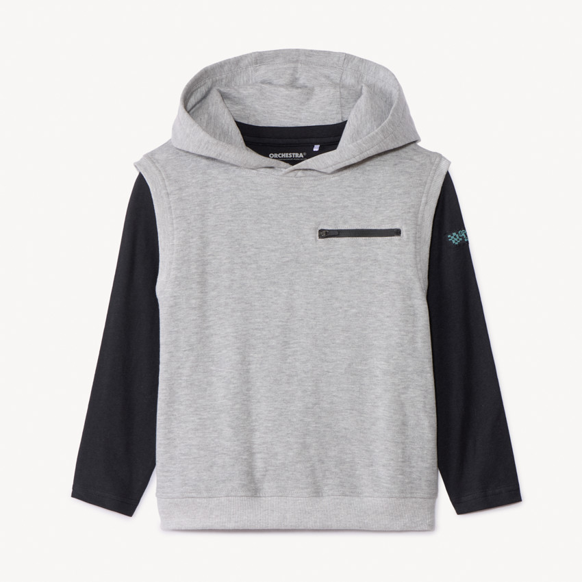 Ensemble sweat molleton sans manches + t-shirt uni pour garçon 