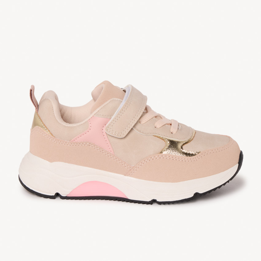 Αθλητικά παπούτσια με ελαστικά κορδόνια και βέλκρο για κορίτσι 