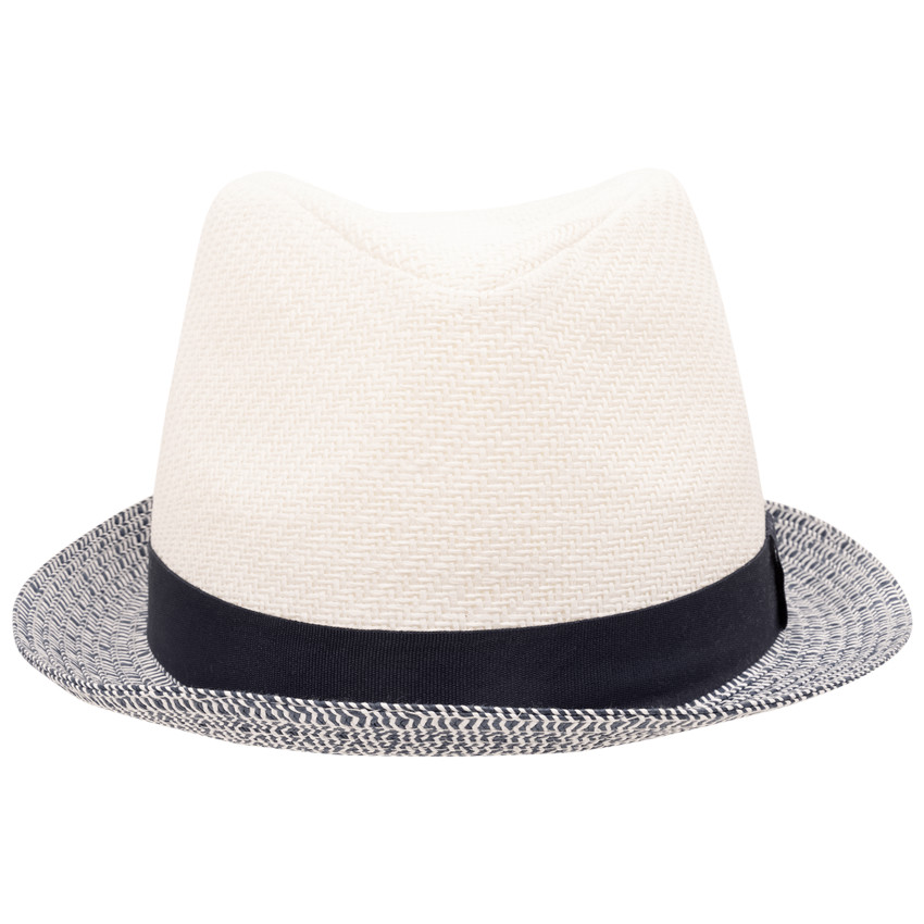 Ψάθινο καπέλο Borsalino διχρωμίας με κορδέλα για αγόρι 