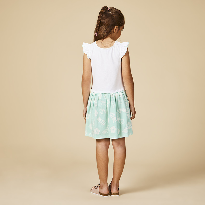 Φόρεμα κοντομάνικο effet 2 en 1 print με γκλίτερ για κορίτσι 