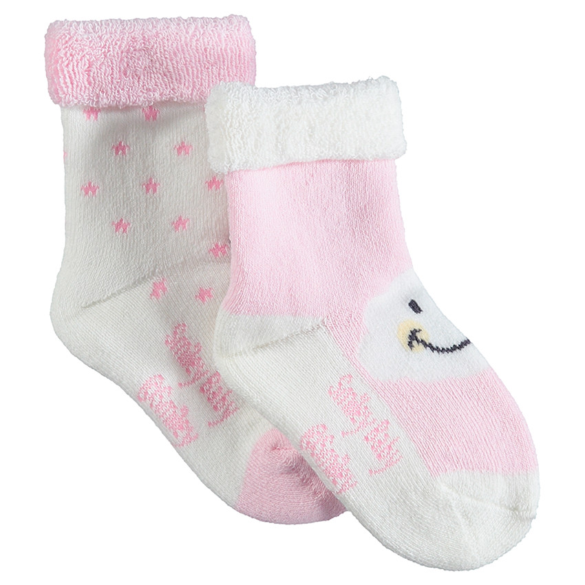 Σετ 2 ζευγάρια πετσετέ κάλτσες με μοτίβο Smiley 