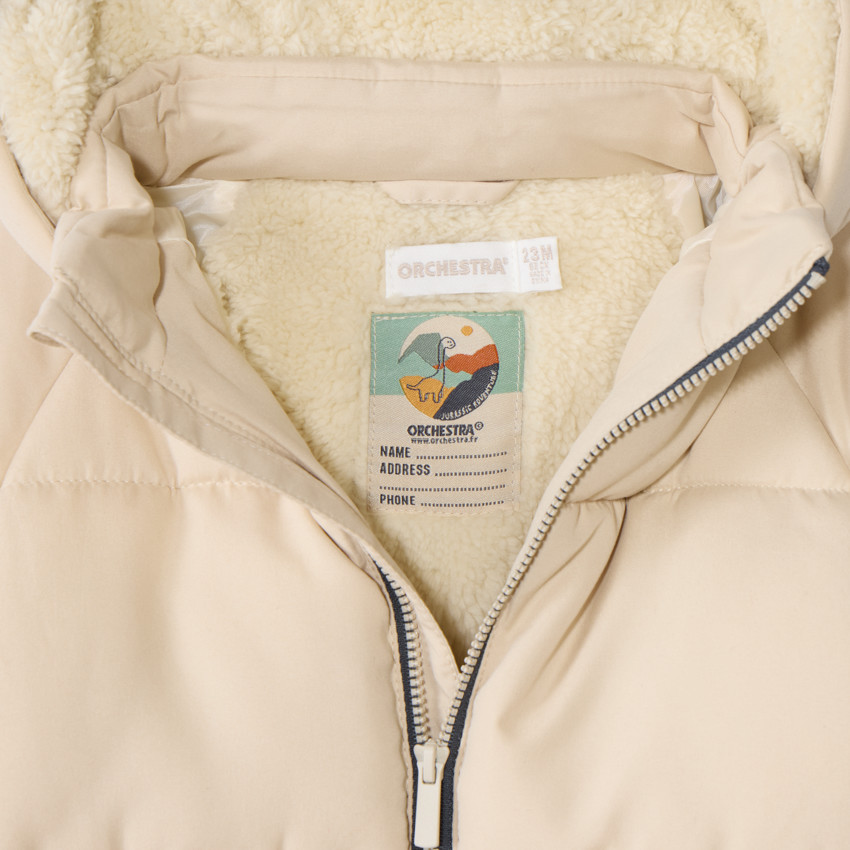 Μακριά μπουφάν με μακριά μανίκια από sherpa + κουκούλα για μωρό αγόρι 